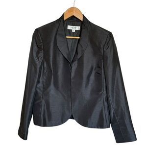 JONES STUDIO black women's suit blazer sheen fabric hook-and-eye closure Size 10